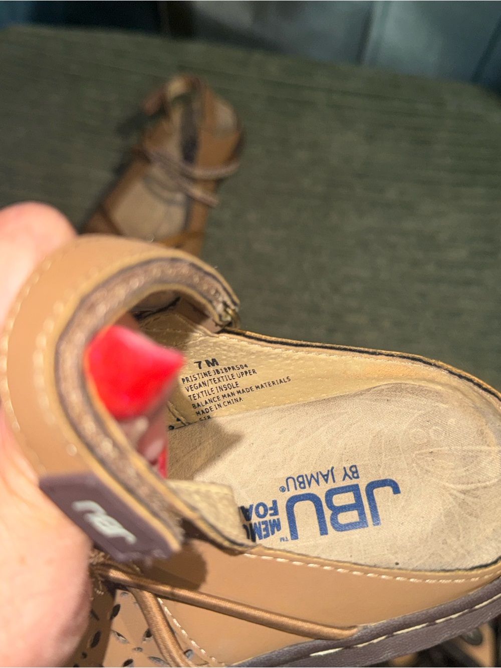 Jambu Women's Tan Perforated Slingback Flats - Picture 3 of 4